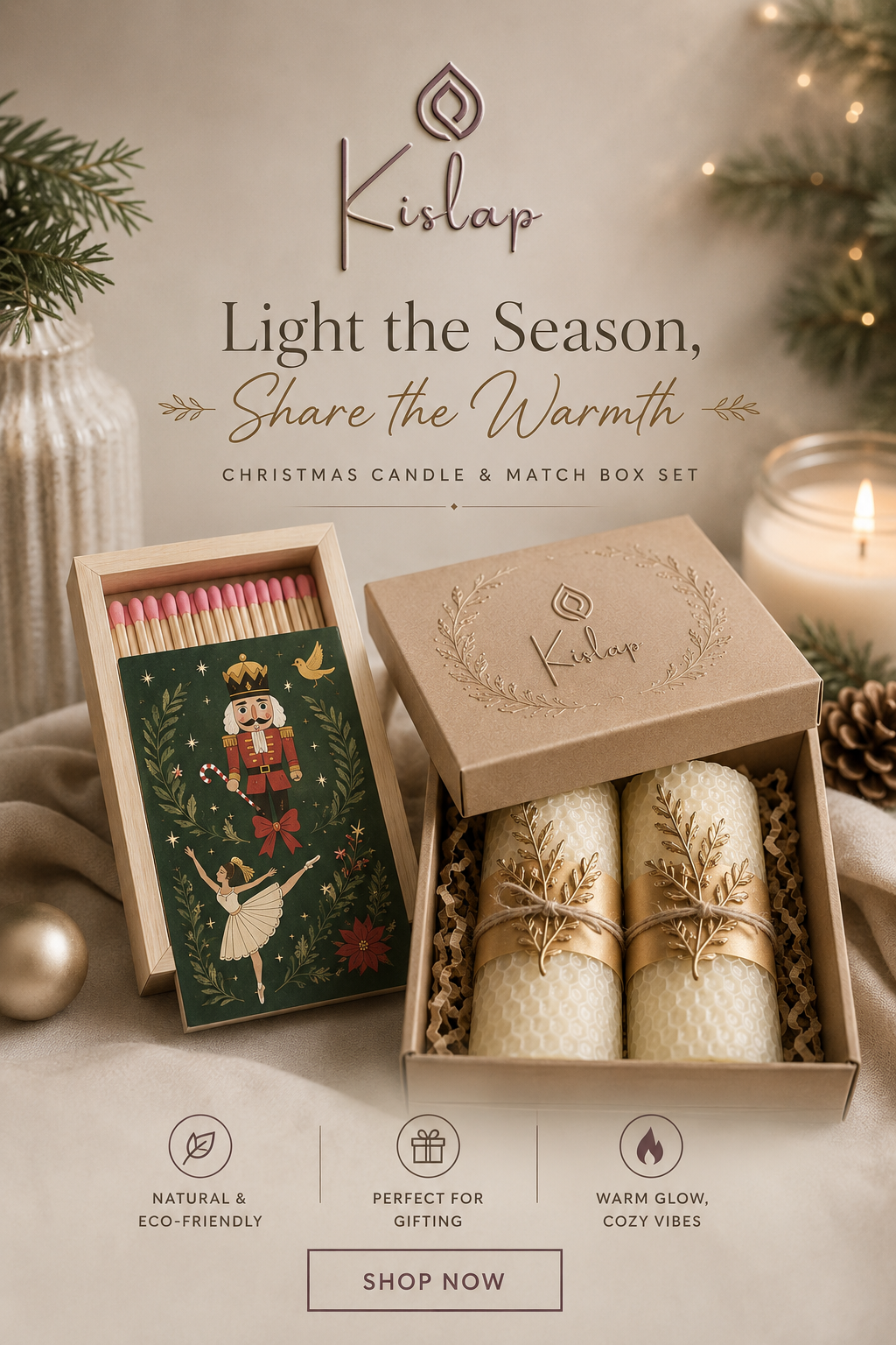 Evergreen & Ember: Christmas Candle & Match Set- Will be in stock in time for the Holidays!